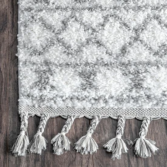 NuLOOM Vasiliki Moroccan Tribal Tassel Rug Blue 7 NuLOOM Vasiliki Moroccan Tribal Tassel Rug Blue - Image 5