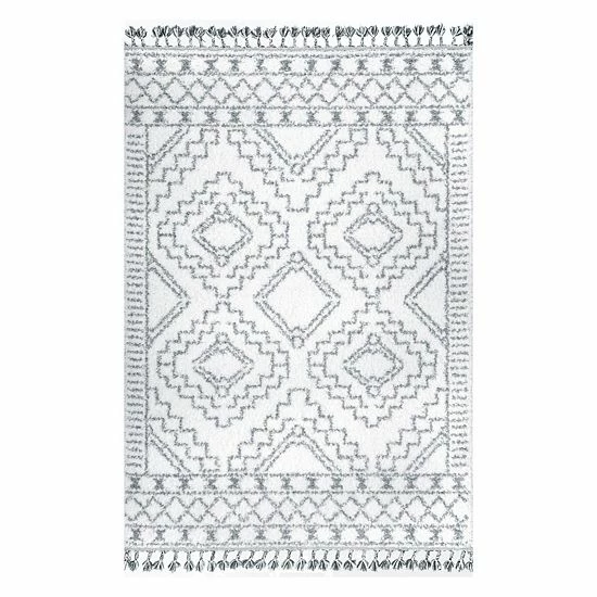 NuLOOM Vasiliki Moroccan Tribal Tassel Rug Blue 16 NuLOOM Vasiliki Moroccan Tribal Tassel Rug Blue - Image 14
