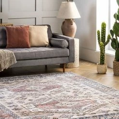 NuLOOM Mae Machine Washable Tribal Motif Rug Light Gray -nuLOOM Sales Store unnamed file 1067