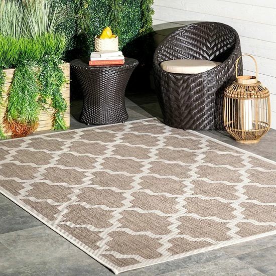 NuLOOM Gina Moroccan Trellis Indoor Outdoor Rug Taupe 4 NuLOOM Gina Moroccan Trellis Indoor Outdoor Rug Taupe - Image 2
