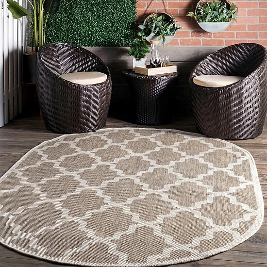 NuLOOM Gina Moroccan Trellis Indoor Outdoor Rug Taupe 5 NuLOOM Gina Moroccan Trellis Indoor Outdoor Rug Taupe - Image 3