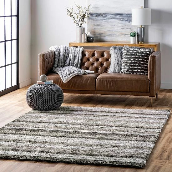 NuLOOM Classic Stripe Shag Rug Navy Multi 4 NuLOOM Classic Stripe Shag Rug Navy Multi - Image 2
