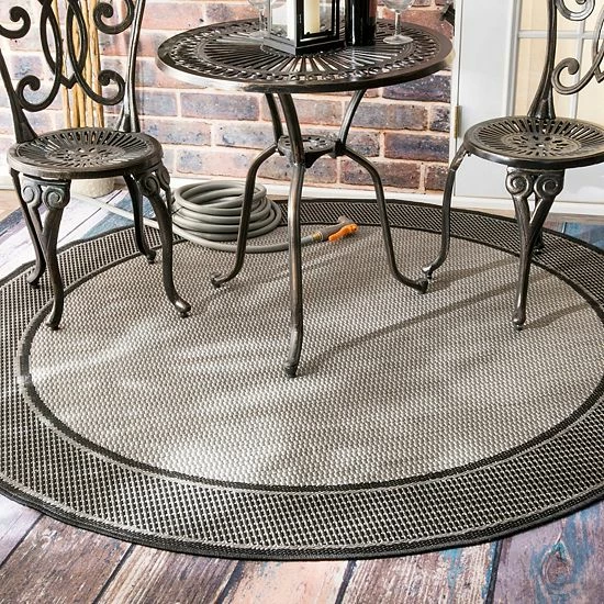 NuLOOM Gris Framed Solid Indoor Outdoor Rug Gray 10 NuLOOM Gris Framed Solid Indoor Outdoor Rug Gray - Image 8
