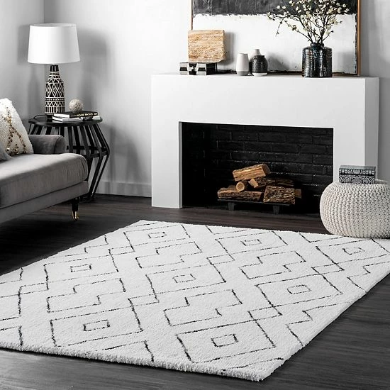 NuLOOM Beulah Geometric Shag Rug Gray 4 NuLOOM Beulah Geometric Shag Rug Gray - Image 2