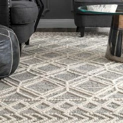 NuLOOM Contemporary Trellis Natti Wool Blend Rug Gray -nuLOOM Sales Store unnamed file 1298