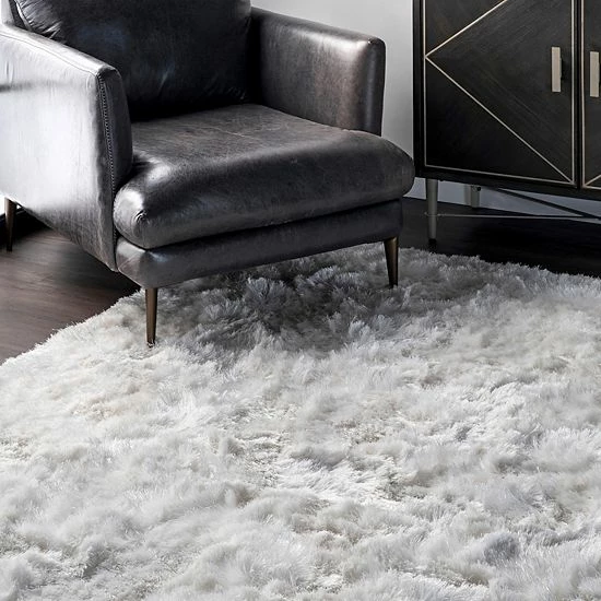 NuLOOM Latonia Silken Solid Shag Rug Pearl White 4 NuLOOM Latonia Silken Solid Shag Rug Pearl White - Image 2