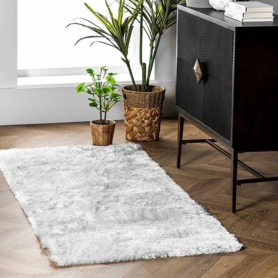 NuLOOM Latonia Silken Solid Shag Rug Pearl White 5 NuLOOM Latonia Silken Solid Shag Rug Pearl White - Image 3