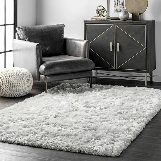 NuLOOM Latonia Silken Solid Shag Rug Pearl White 7 NuLOOM Latonia Silken Solid Shag Rug Pearl White - Image 5