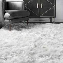 NuLOOM Latonia Silken Solid Shag Rug Pearl White 25 NuLOOM Latonia Silken Solid Shag Rug Pearl White -nuLOOM Sales Store unnamed file 1324