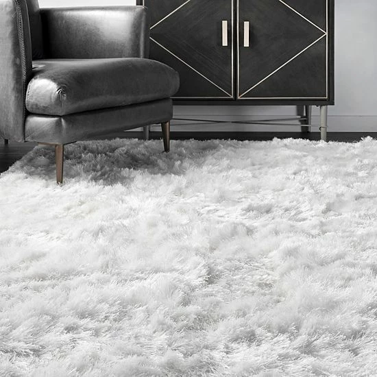 NuLOOM Latonia Silken Solid Shag Rug Pearl White 13 NuLOOM Latonia Silken Solid Shag Rug Pearl White - Image 11