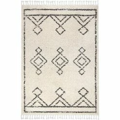 NuLOOM Mackie Moroccan Diamond Tassel Rug White -nuLOOM Sales Store unnamed file 1480