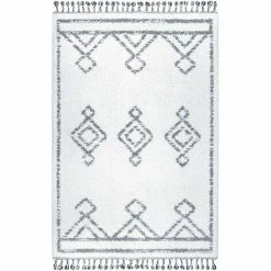 NuLOOM Mackie Moroccan Diamond Tassel Rug White -nuLOOM Sales Store unnamed file 1481