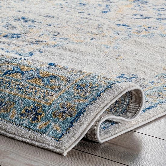 NuLOOM Sunny Wildflower Framed Medallion Rug Blue 6 NuLOOM Sunny Wildflower Framed Medallion Rug Blue - Image 4