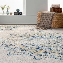 NuLOOM Sunny Wildflower Framed Medallion Rug Blue 23 NuLOOM Sunny Wildflower Framed Medallion Rug Blue -nuLOOM Sales Store unnamed file 1660