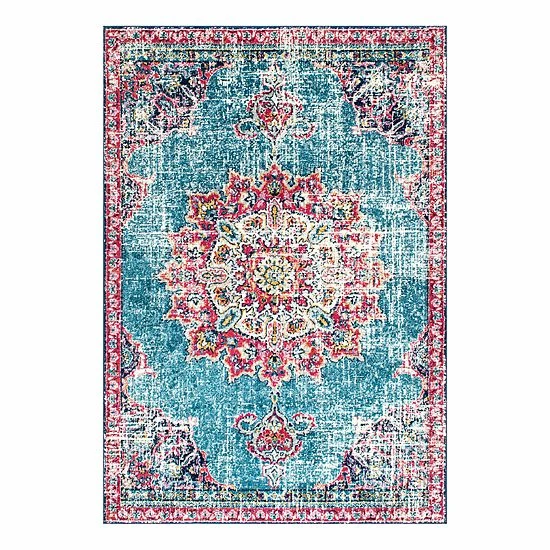 NuLOOM Sunny Wildflower Framed Medallion Rug Blue 14 NuLOOM Sunny Wildflower Framed Medallion Rug Blue - Image 12