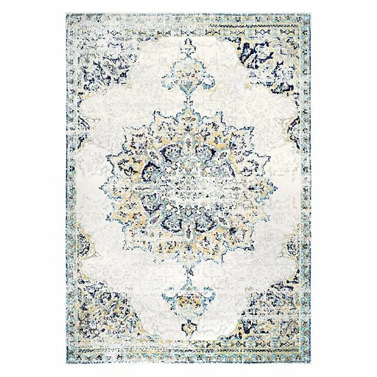 NuLOOM Sunny Wildflower Framed Medallion Rug Blue 15 NuLOOM Sunny Wildflower Framed Medallion Rug Blue - Image 13