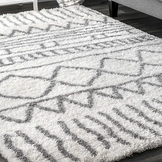 NuLOOM Airy Shag Renata Moroccan Striped Rug 4 NuLOOM Airy Shag Renata Moroccan Striped Rug - Image 2