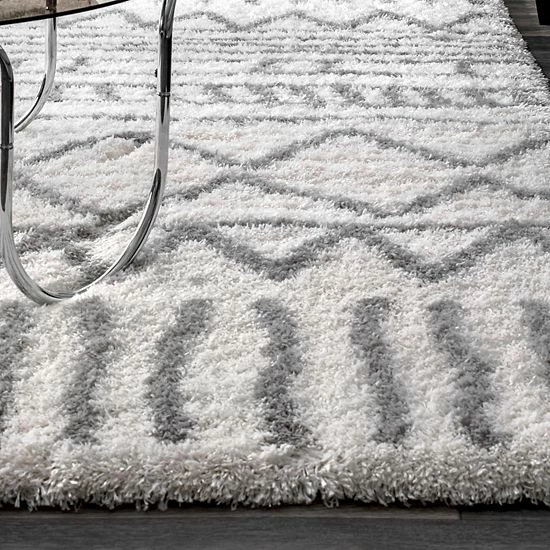 NuLOOM Airy Shag Renata Moroccan Striped Rug 5 NuLOOM Airy Shag Renata Moroccan Striped Rug - Image 3