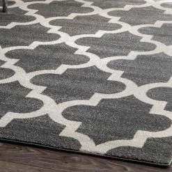 Alternative view of NuLOOM Plymouth Meeker Trellis Rug Gray