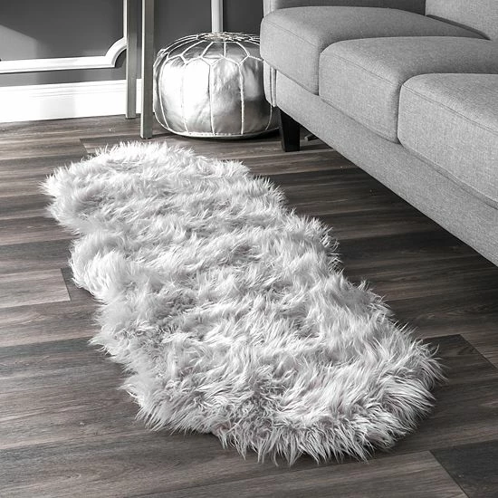 NuLOOM Terrell Faux Sheepskin Solid Shag Rug - 2' X 6' Ivory 4 NuLOOM Terrell Faux Sheepskin Solid Shag Rug - 2' X 6' Ivory - Image 2