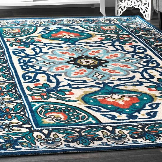 NuLOOM Belize Leda Framed Floral Rug 4 NuLOOM Belize Leda Framed Floral Rug - Image 2