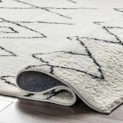 NuLOOM Rae Abstract Stripes Machine Washable Shag Area Rug Black -nuLOOM Sales Store unnamed file 2187