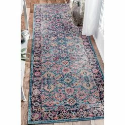 NuLOOM Stone Washed Isela Vintage Persian Framed Floral Rug Blue -nuLOOM Sales Store unnamed file 2234