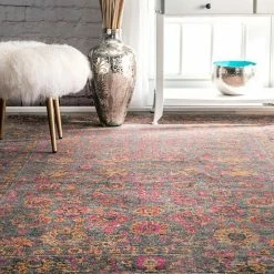 NuLOOM Stone Washed Isela Vintage Persian Framed Floral Rug Blue -nuLOOM Sales Store unnamed file 2235