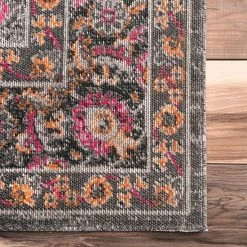 NuLOOM Stone Washed Isela Vintage Persian Framed Floral Rug Blue -nuLOOM Sales Store unnamed file 2237