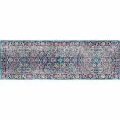 NuLOOM Stone Washed Isela Vintage Persian Framed Floral Rug Blue -nuLOOM Sales Store unnamed file 2238