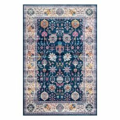 NuLOOM Classic Tinted Framed Floral Rug Blue