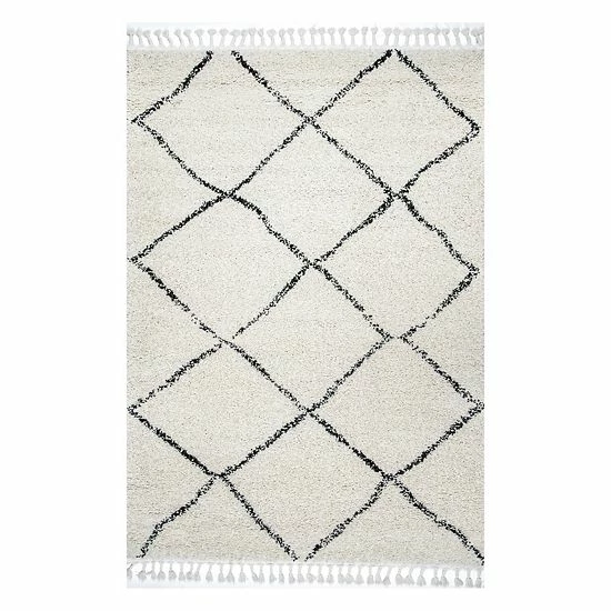 NuLOOM Jessie Moroccan Lattice Tassel Rug Off White 3 NuLOOM Jessie Moroccan Lattice Tassel Rug Off White