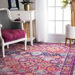 NuLOOM Bodrum Leilani Persian Framed Floral Rug Fuchsia -nuLOOM Sales Store unnamed file 2360
