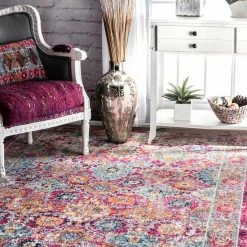 NuLOOM Bodrum Leilani Persian Framed Floral Rug Fuchsia -nuLOOM Sales Store unnamed file 2361