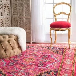 NuLOOM Casablanca Mackenzie Vintage Framed Floral Rug Violet Pink 13 NuLOOM Casablanca Mackenzie Vintage Framed Floral Rug Violet Pink -nuLOOM Sales Store unnamed file 2386