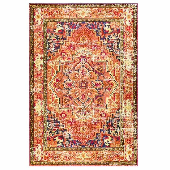 NuLOOM Casablanca Mackenzie Vintage Framed Floral Rug Violet Pink 11 NuLOOM Casablanca Mackenzie Vintage Framed Floral Rug Violet Pink - Image 9