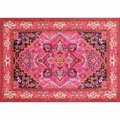 NuLOOM Casablanca Mackenzie Vintage Framed Floral Rug Violet Pink 21 NuLOOM Casablanca Mackenzie Vintage Framed Floral Rug Violet Pink -nuLOOM Sales Store unnamed file 2394