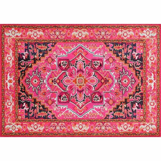 NuLOOM Casablanca Mackenzie Vintage Framed Floral Rug Violet Pink 12 NuLOOM Casablanca Mackenzie Vintage Framed Floral Rug Violet Pink - Image 10