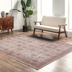 NuLOOM Marilyn Machine Washable Distressed Persian Border Area Rug Blue -nuLOOM Sales Store unnamed file 2415