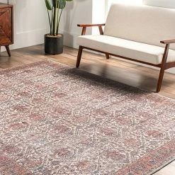 NuLOOM Marilyn Machine Washable Distressed Persian Border Area Rug Blue -nuLOOM Sales Store unnamed file 2422