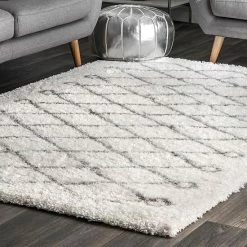NuLOOM Airy Shag Stasia Diamond Geometric Rug Gray -nuLOOM Sales Store unnamed file 2442