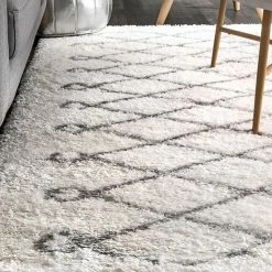 NuLOOM Airy Shag Stasia Diamond Geometric Rug Gray -nuLOOM Sales Store unnamed file 2443