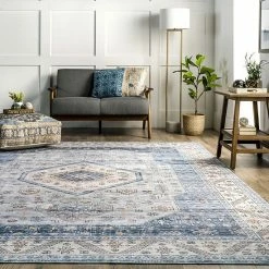 NuLOOM Elowyn Machine Washable Medallion Area Rug Blue -nuLOOM Sales Store unnamed file 2547
