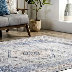 NuLOOM Elowyn Machine Washable Medallion Area Rug Blue -nuLOOM Sales Store unnamed file 2548