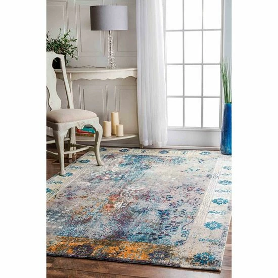 NuLOOM Norbul Vintage Dotty Framed Floral Rug 4 NuLOOM Norbul Vintage Dotty Framed Floral Rug - Image 2