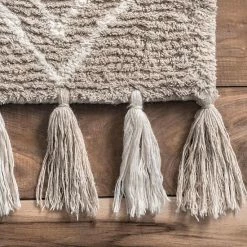 NuLOOM Lisha Moroccan Diamond Tassel Wool Blend Rug Tan -nuLOOM Sales Store unnamed file 2585