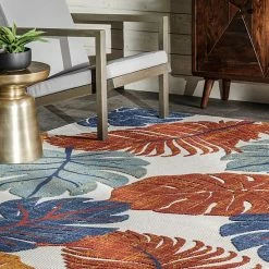 NuLOOM Ryleigh Textured Leaves Indoor/Outdoor Area Rug -nuLOOM Sales Store unnamed file 2668