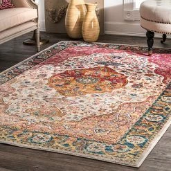 NuLOOM Shirlee Vintage Medallion Framed Floral Rug Orange -nuLOOM Sales Store unnamed file 2674