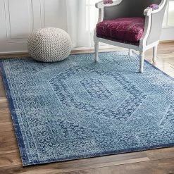 NuLOOM Freda Vintage Floral Garden Lattice Rug Blue -nuLOOM Sales Store unnamed file 2686