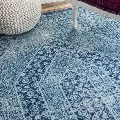 NuLOOM Freda Vintage Floral Garden Lattice Rug Blue -nuLOOM Sales Store unnamed file 2687